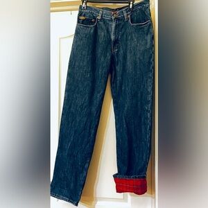 Eddie Bauer Flannel Lined Men's 34x34 Relaxed Fit Dark Wash Jeans